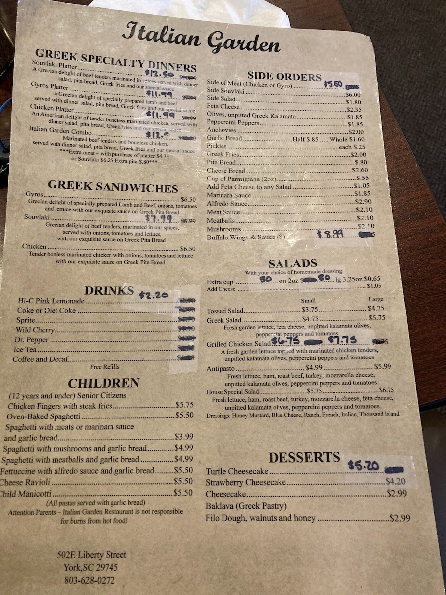 Italian Garden Restaurant Menu - Image 3