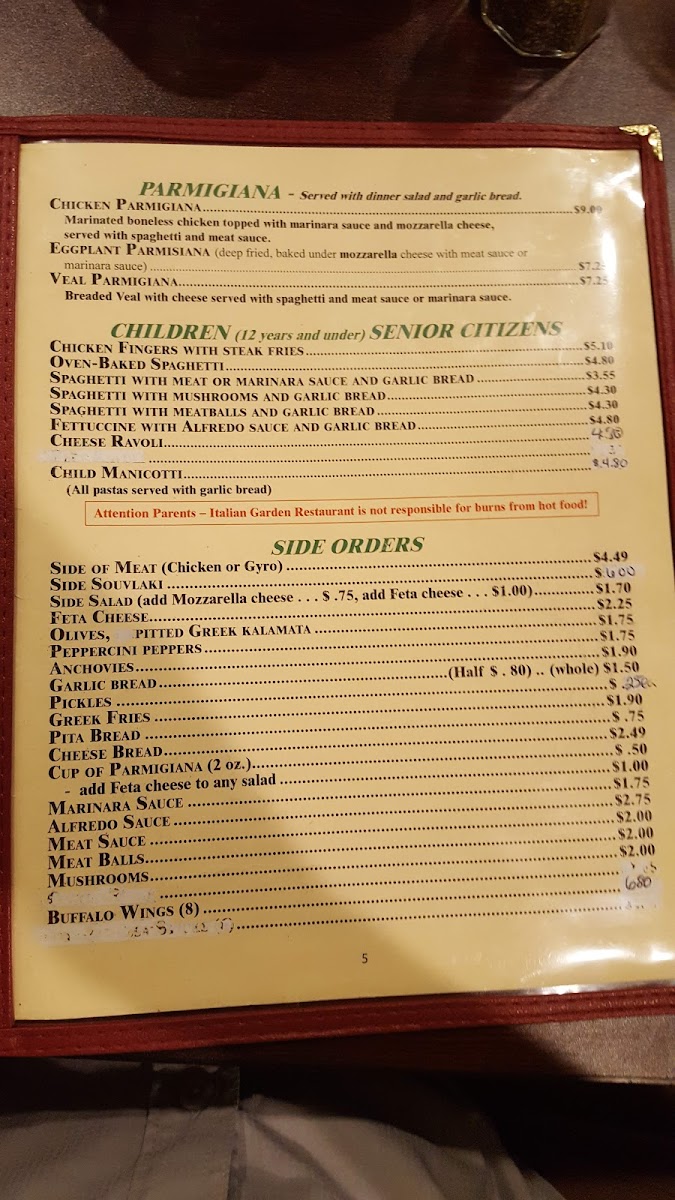 Italian Garden Restaurant Menu - Image 5